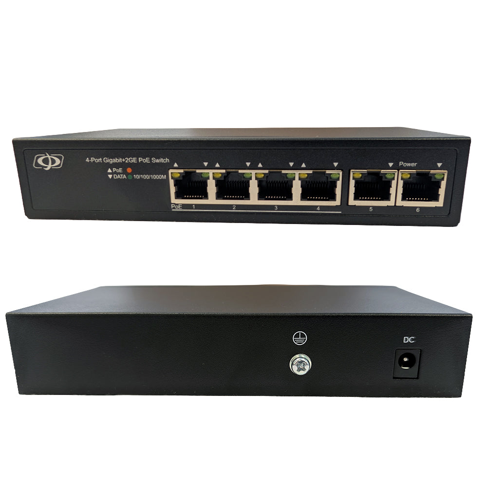 4-Port Gigabit PoE+ Unmanaged Switch + 2-Port RJ45 60W