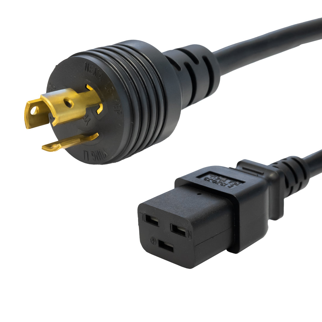 NEMA L5-15P to IEC C19 Power Cable - 14AWG - SJT Jacket (125V 15A)