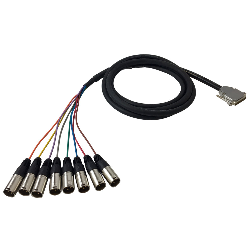 Premium Phantom Cables DB25 Male to XLR Male Balanced Analog 8-Channel Snake Cable