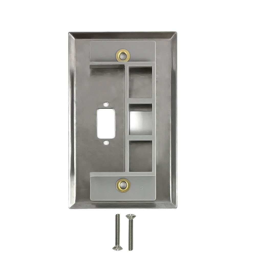 Single Gang - 1x ICDB - 1x Keystone - Stainless Steel Wall Plate