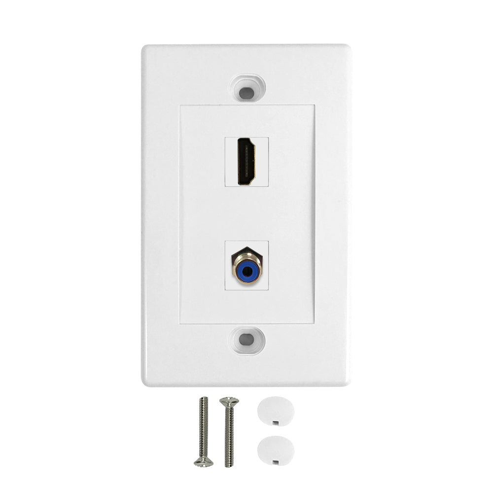 1-Port HDMI + 1-Port Digi-Coax Wall Plate Kit - White
