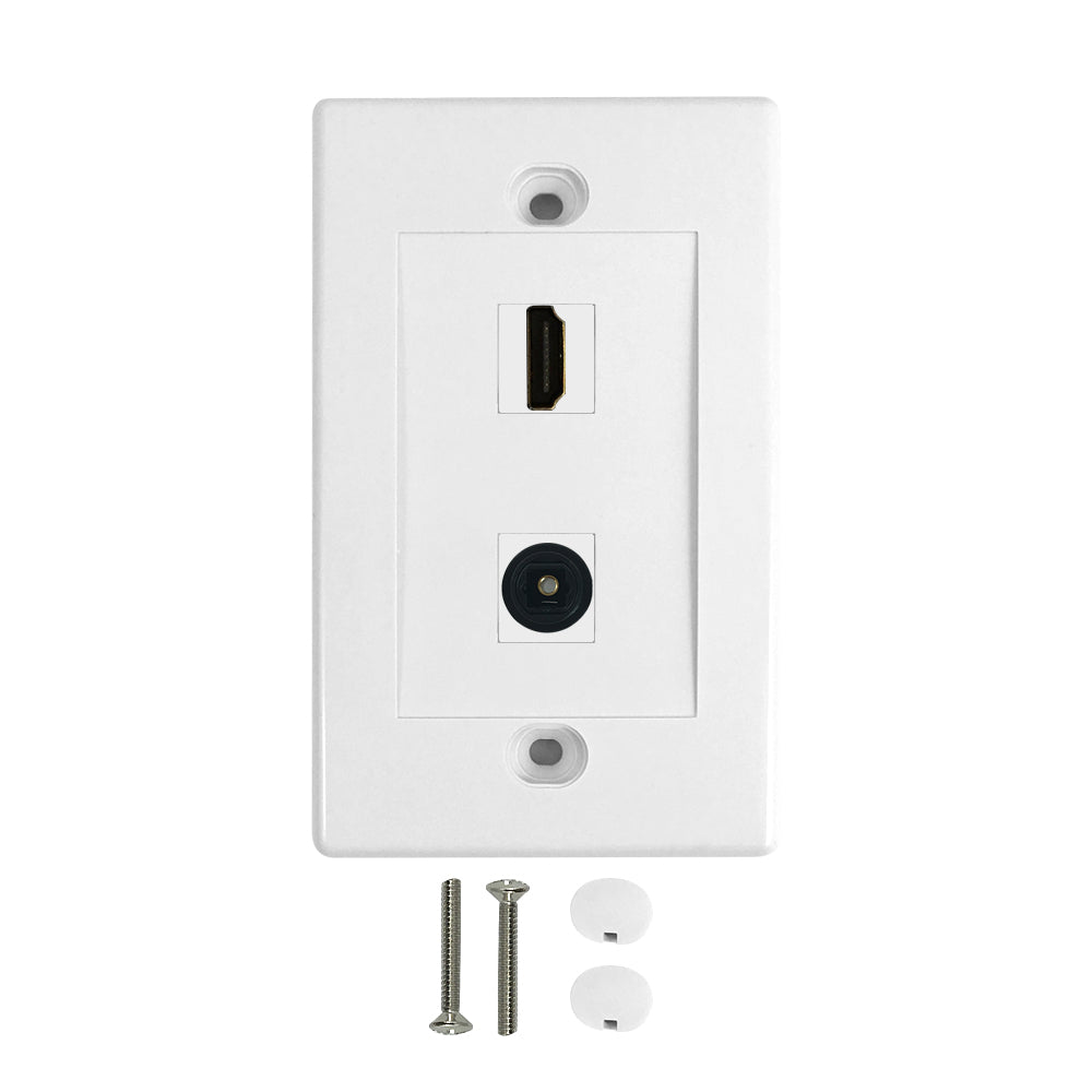 1-Port HDMI + 1-Port Toslink Wall Plate Kit - White
