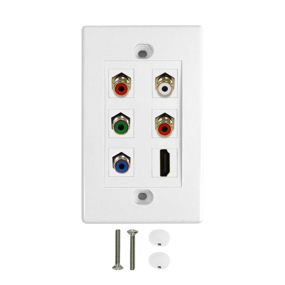 Component + HDMI + Left/Right Audio Wall Plate Kit - White