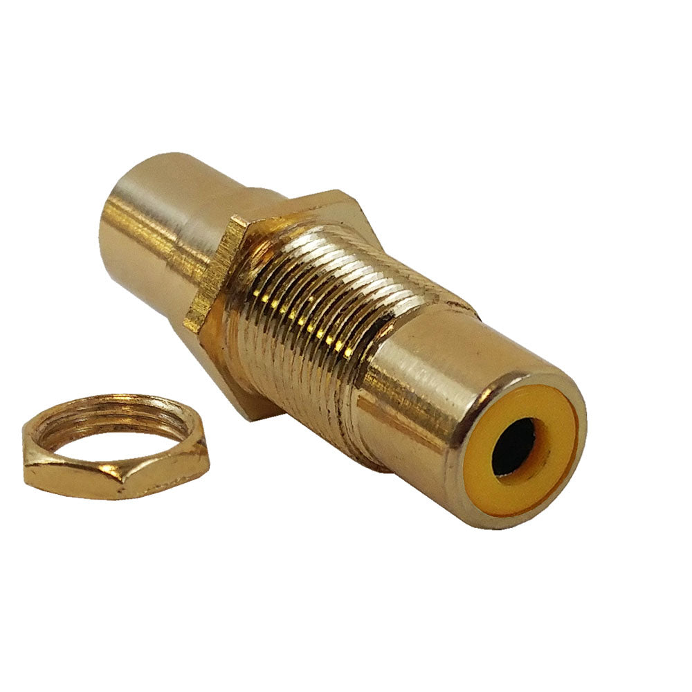 RCA Female to Female Bulkhead, Gold Plated - Yellow
