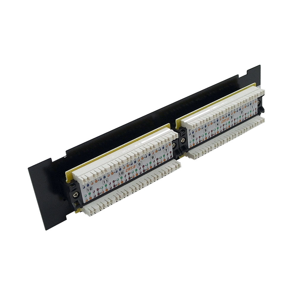 12-Port CAT6 Patch Panel, Self Mount Patch Panel - 110 Punch-Down