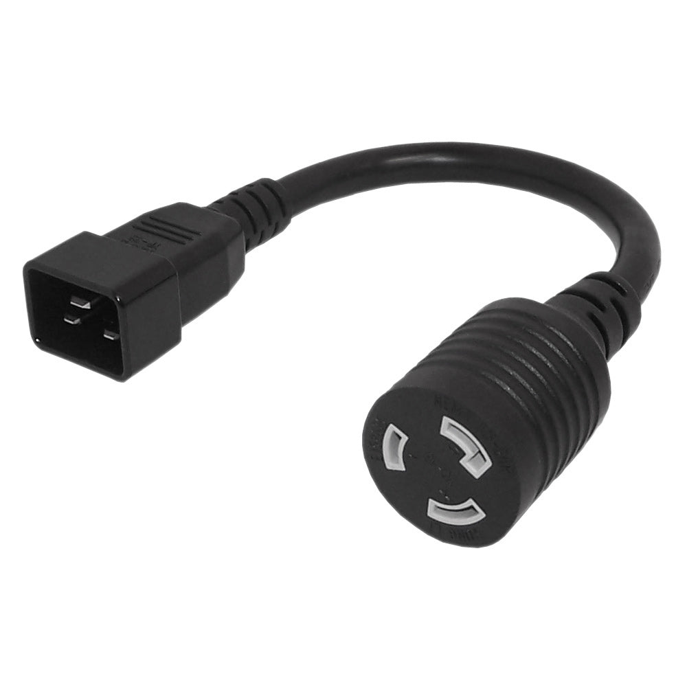 1ft IEC C20 to NEMA L6-20R Power Cable - 12AWG - SJT Jacket