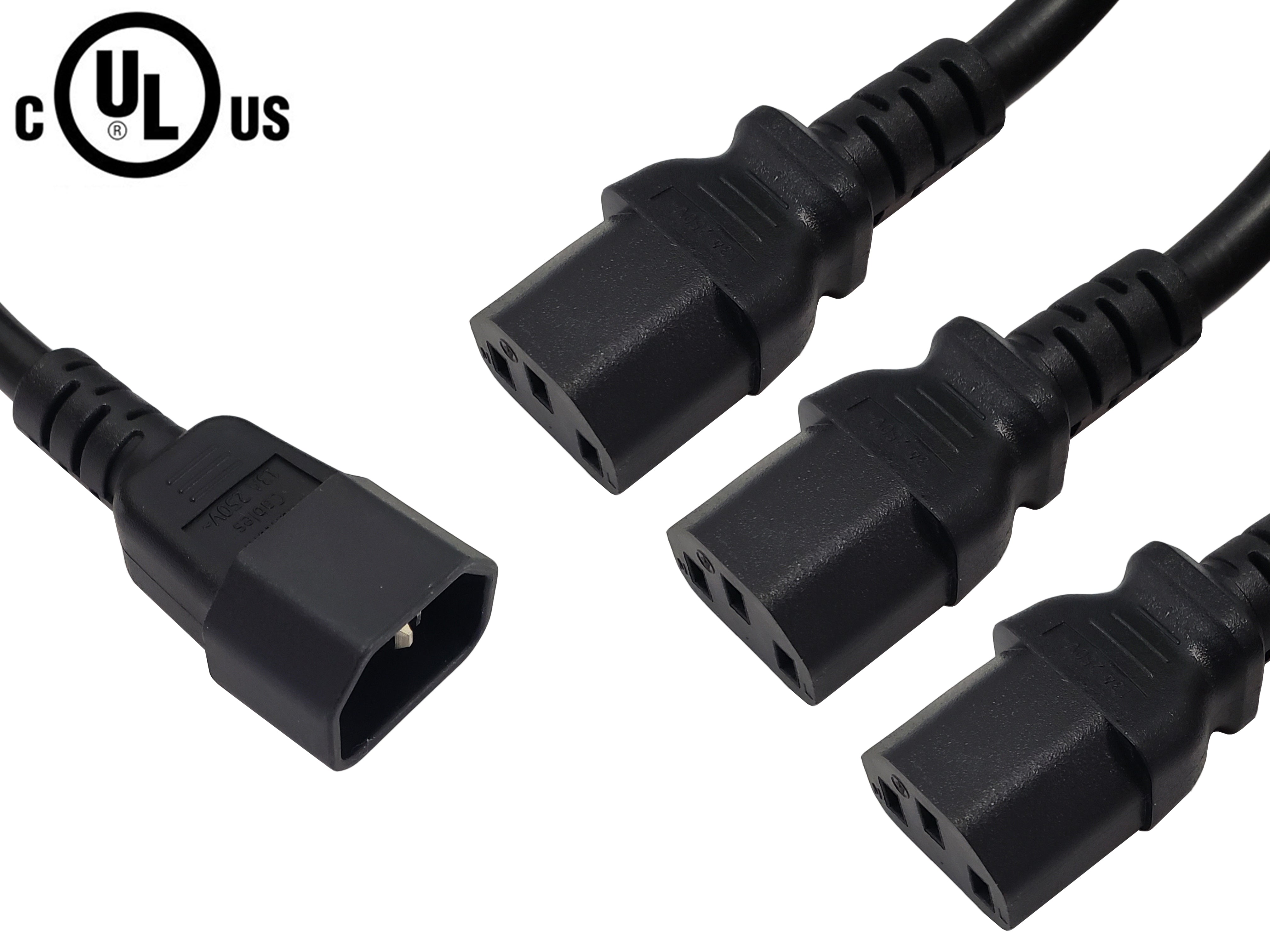 IEC C14 to 3x IEC C13 Power Splitter Cable - SJT