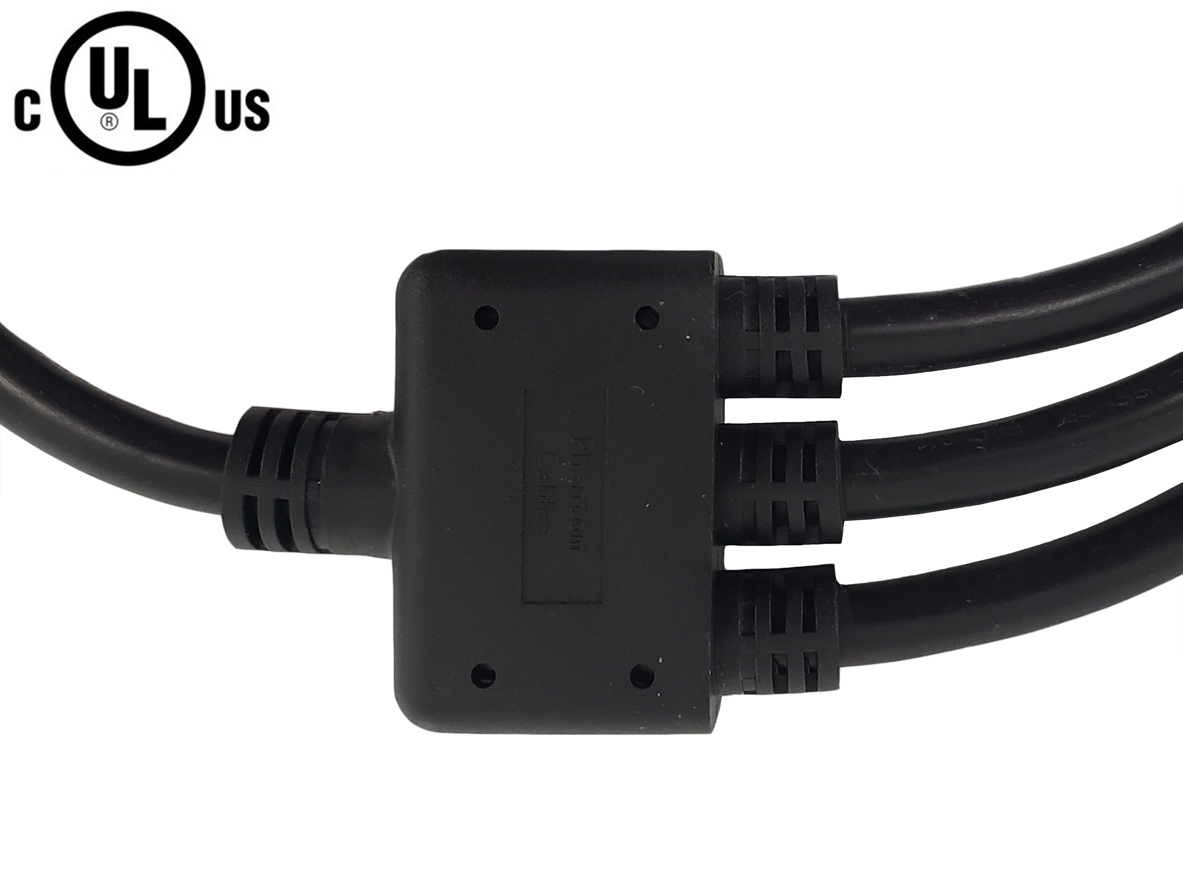 IEC C14 to 3x IEC C13 Power Splitter Cable - SJT