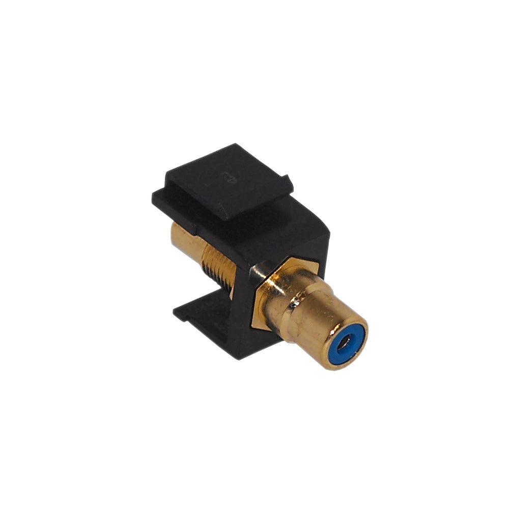 RCA Female/Female Keystone Wall Plate Insert Black, Gold Plated - Blue
