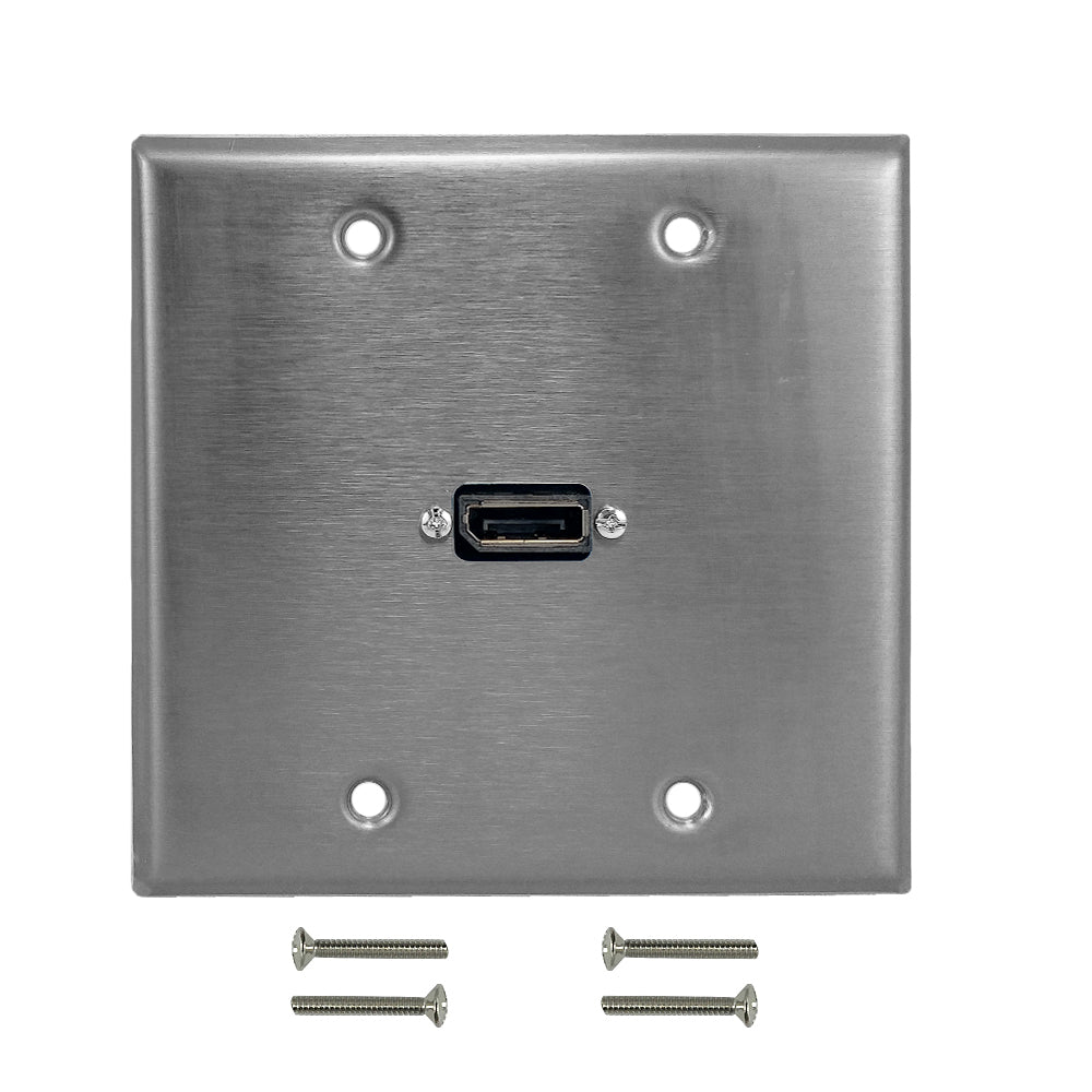 DisplayPort Double Gang Wall Plate Kit Stainless Steel