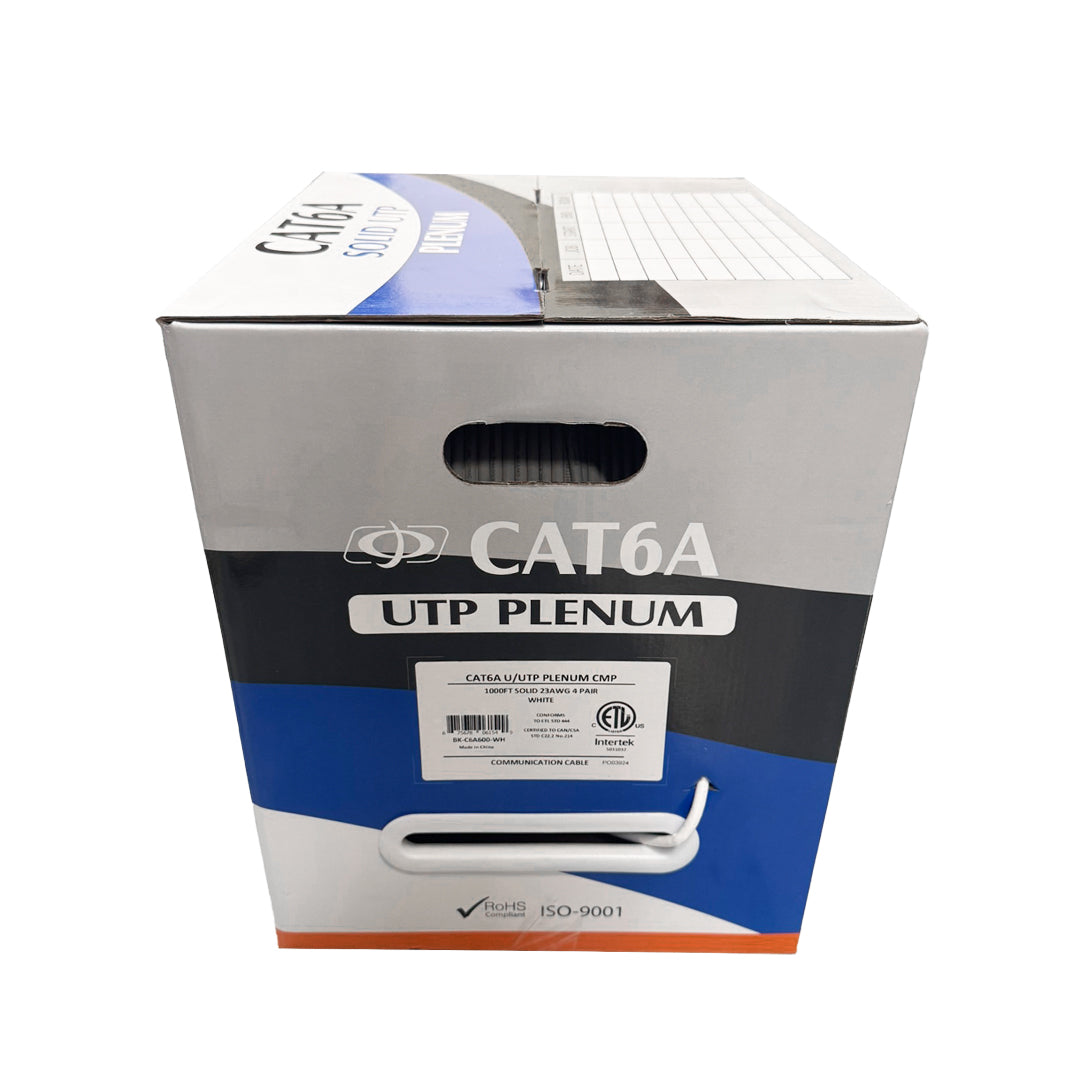 1000ft CAT6A Solid U/UTP 650Mhz 23AWG CMP Plenum Bulk Cable