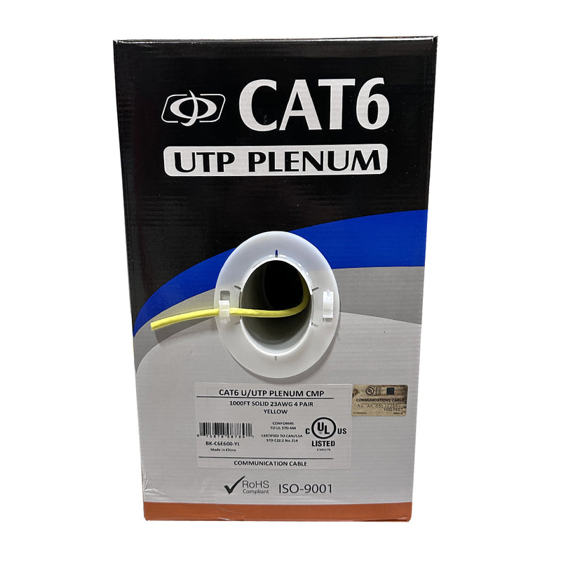 1000ft 4 Pair CAT6 Solid U/UTP 550Mhz 23AWG CMP Plenum Bulk Cable