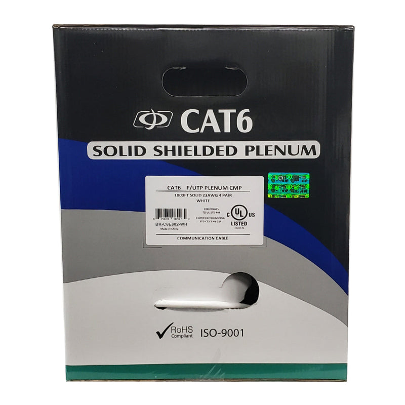 1000ft CAT6 550Mhz Solid Shielded F/UTP 23AWG CMP Plenum Bulk Cable