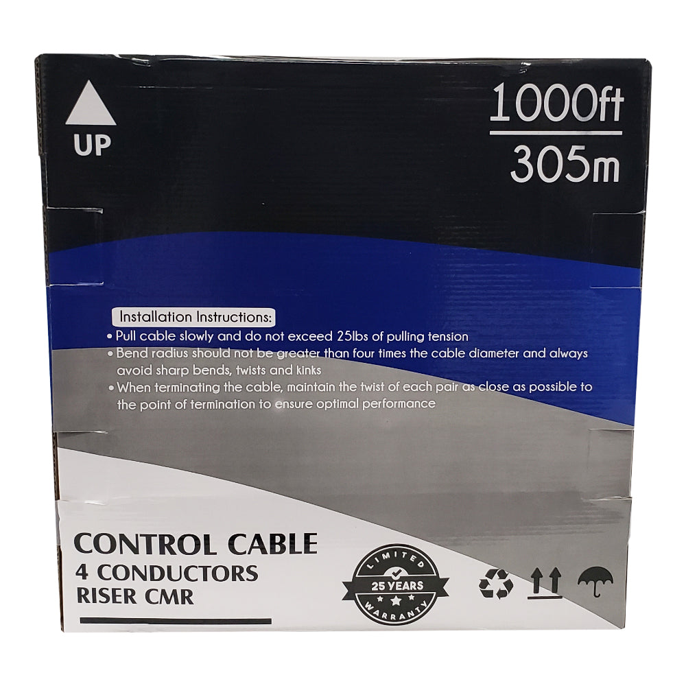 1000ft 4C 18AWG Stranded Control Cable - CMR - Black