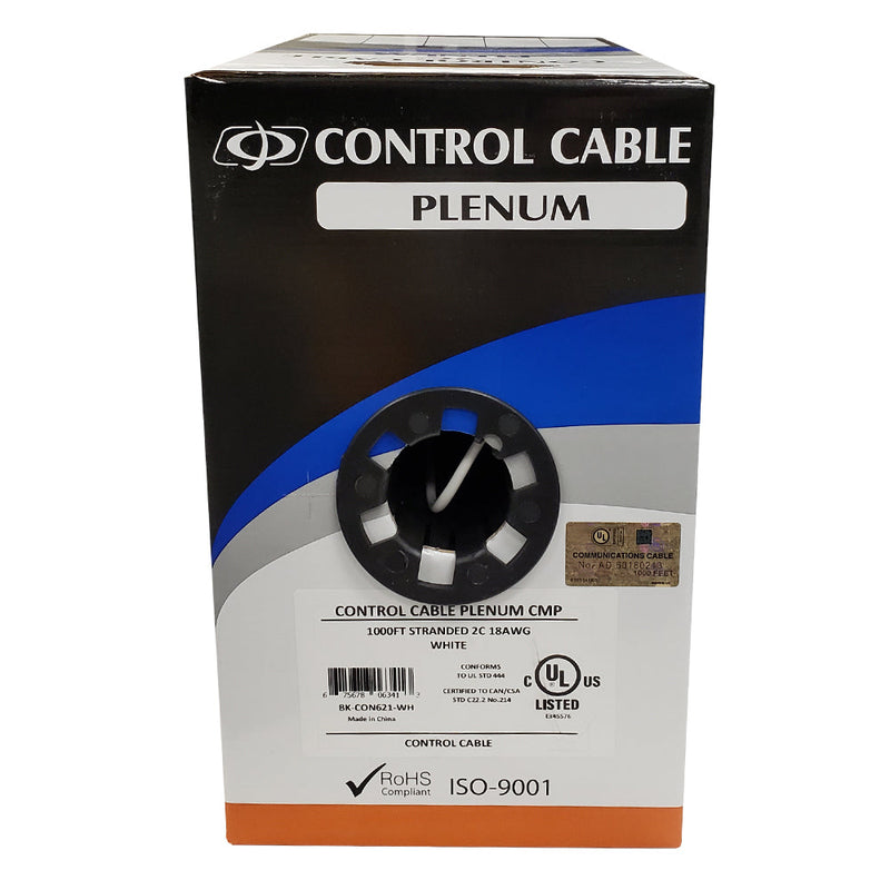 1000ft 2C 18AWG Stranded Control Cable - CMP Plenum