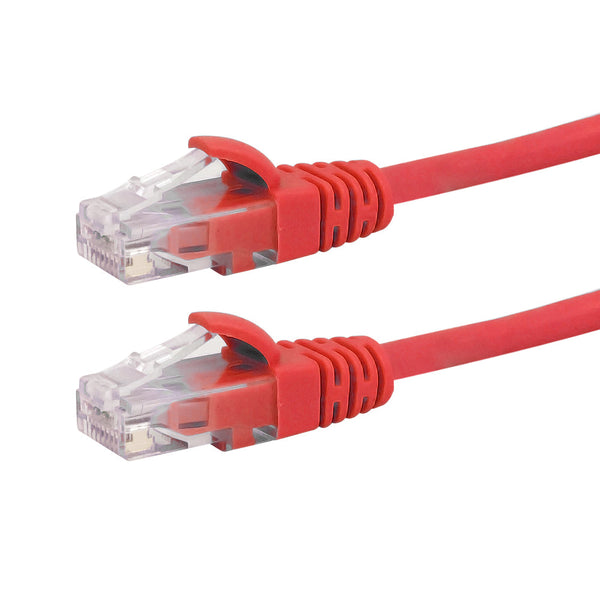 RJ45 Cat6a UTP 10GB Molded Patch Cable - Premium Fluke® Patch Cable Certified - CMR Riser Rated - Red