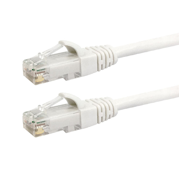 RJ45 Cat6a UTP 10GB Molded Patch Cable - Premium Fluke® Patch Cable Certified - CMR Riser Rated - White