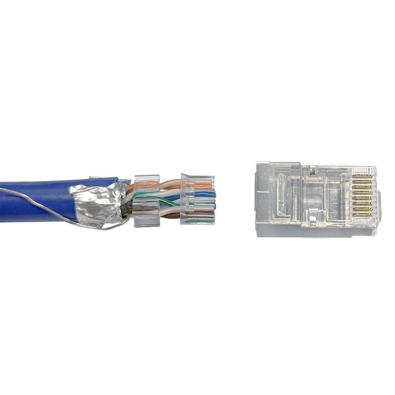 RJ45 Cat6a Shielded 3-pcs Plug (Solid or Stranded) (8P 8C) - Pack of 50