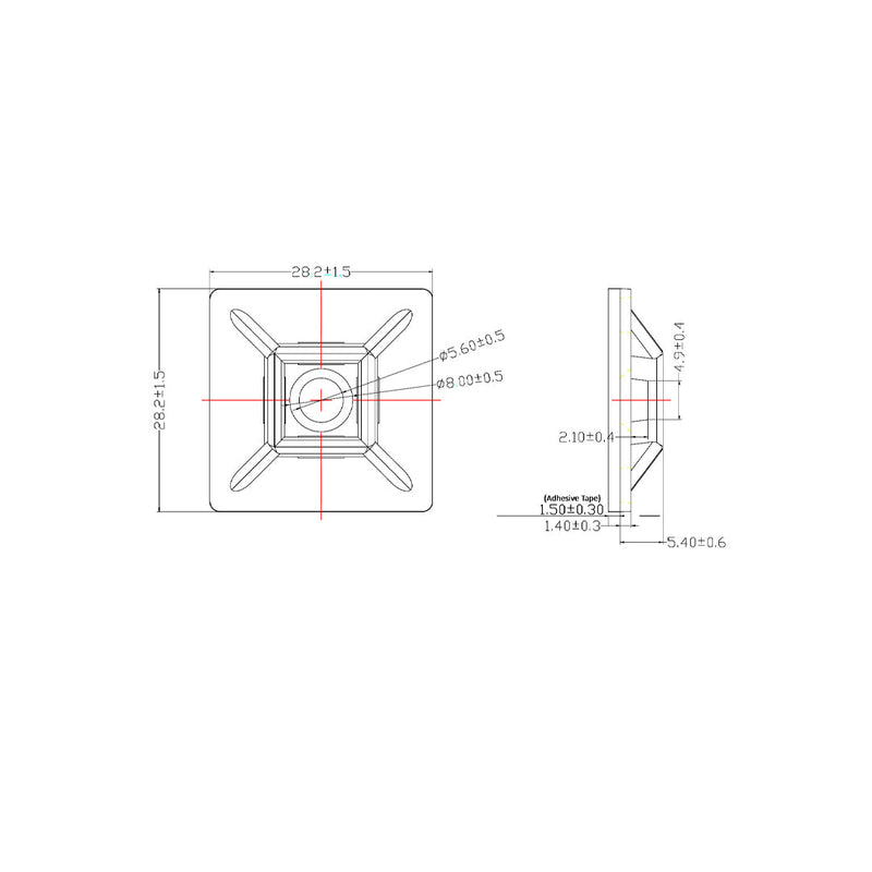 Adhesive cable tie mount - Pack of 100