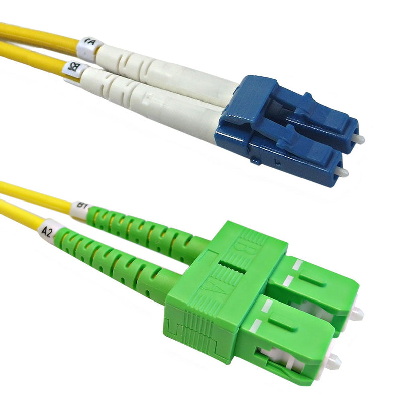 OS2 Singlemode Duplex LC to SC/APC 9 Micron - Fiber Optic Patch Cable - 3mm Jacket - LSZH/OFNR