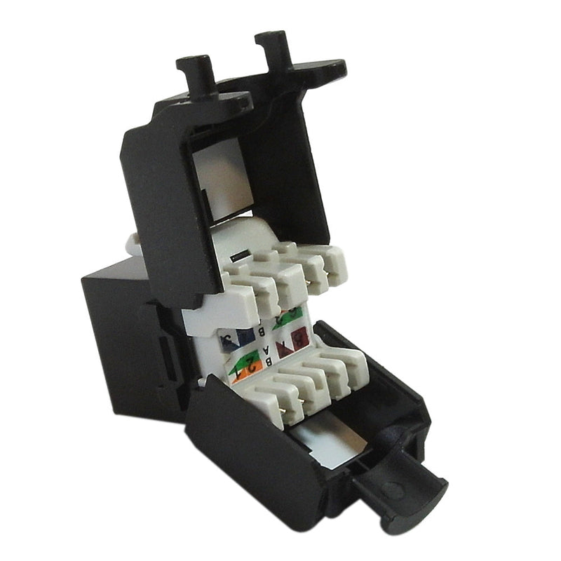 RJ45 Cat6a Slim Profile 180 Degree Jack, 110 Punch-Down Style or Tool-Less