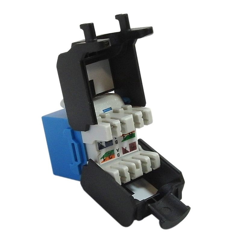 RJ45 Cat6a Slim Profile 180 Degree Jack, 110 Punch-Down Style or Tool-Less