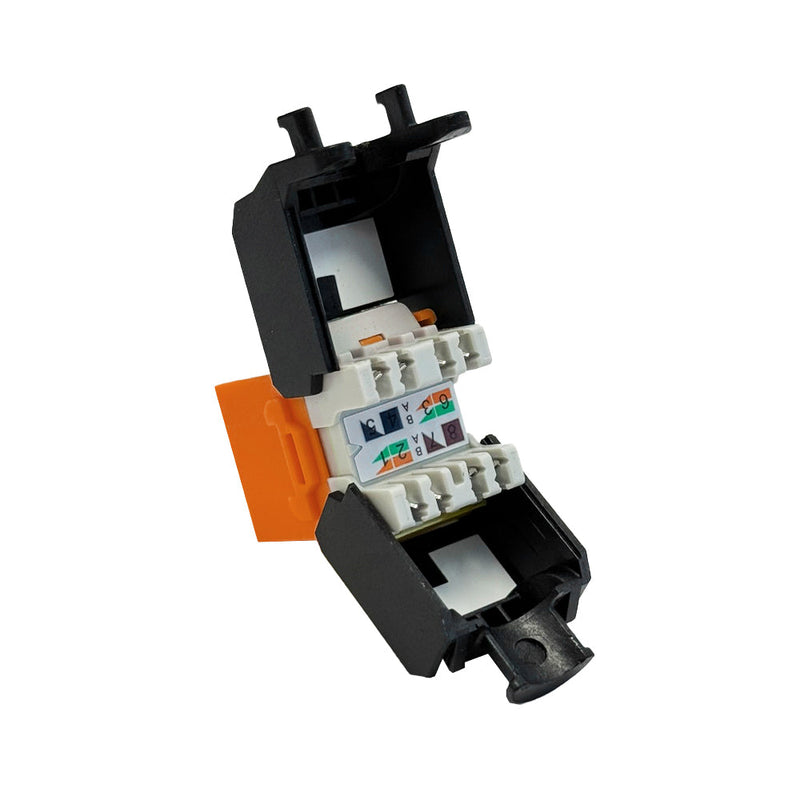 RJ45 Cat6a Slim Profile 180 Degree Jack, 110 Punch-Down Style or Tool-Less