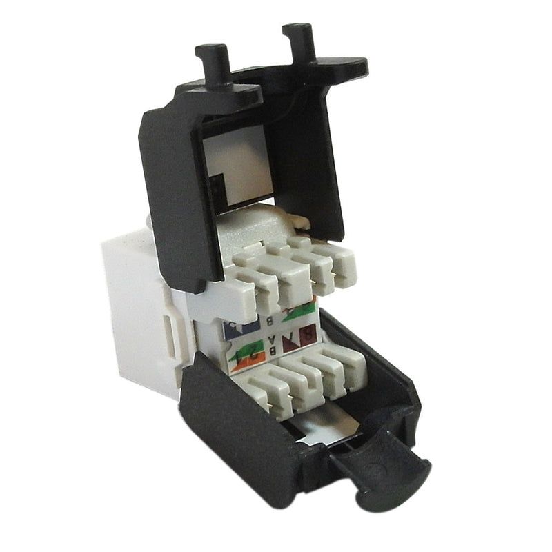RJ45 Cat6a Slim Profile 180 Degree Jack, 110 Punch-Down Style or Tool-Less