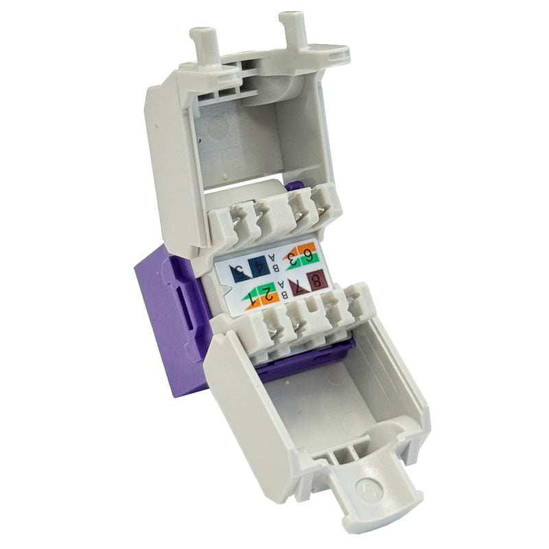 RJ45 Cat6 Slim Profile 180 Degree Jack, 110 Punch-Down or Tool-Less