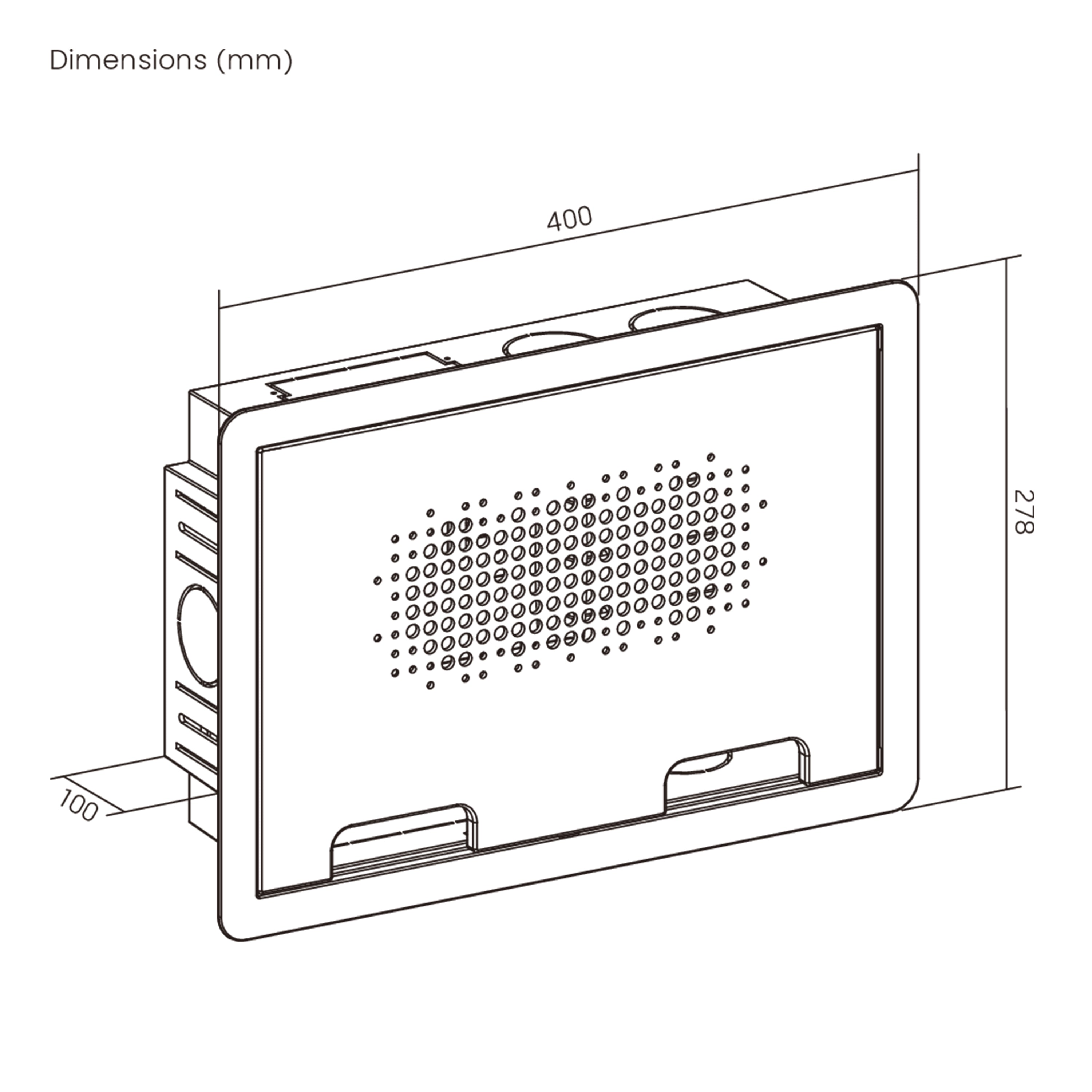 In-wall Media Enclosure Box with Cover 15.7" x 10.9" x 3.9" - One Device Holder - White