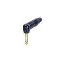 Neutrik 90 Degree 1/4 inch TS Male Slim Plug - Black with Gold Pins