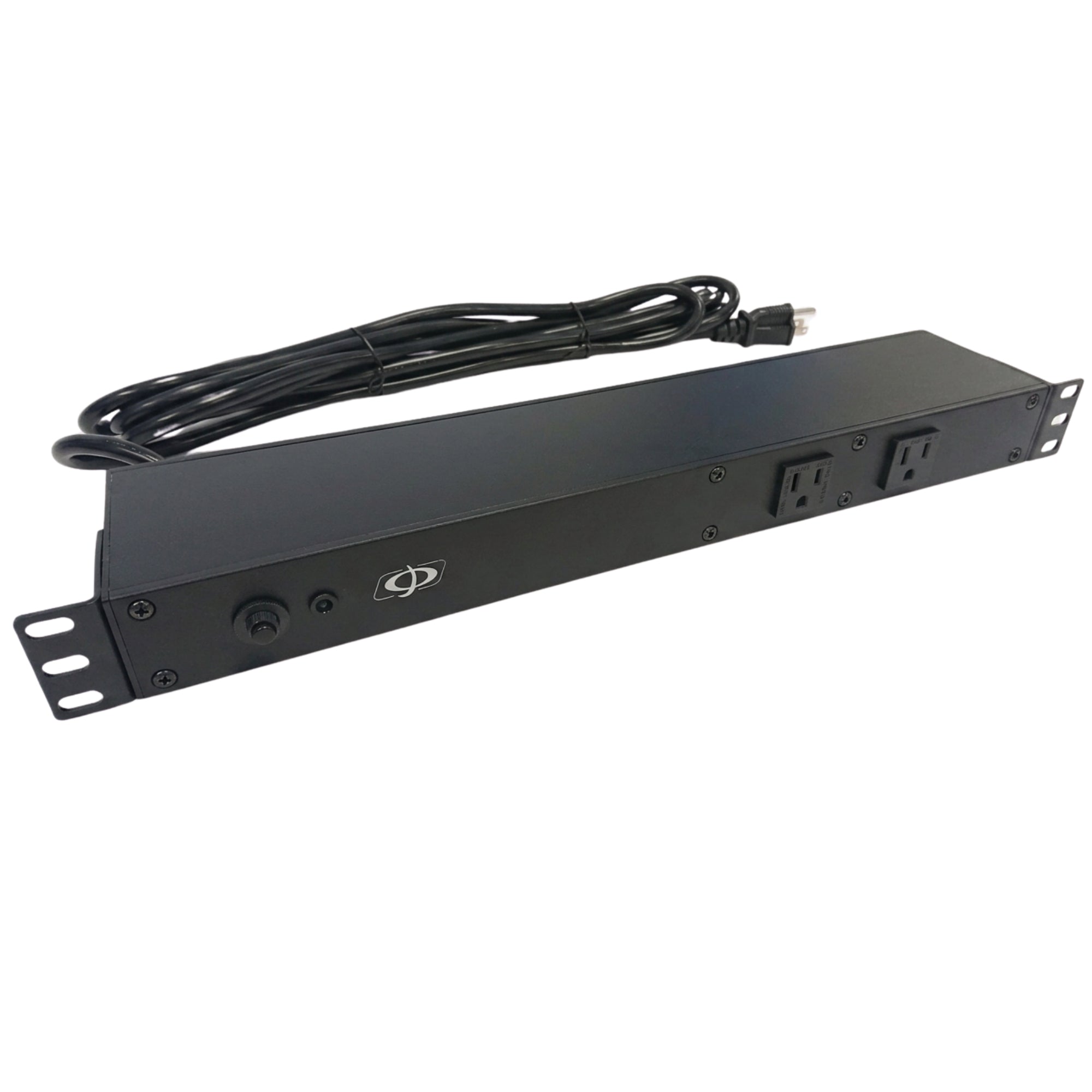 19 Inch Horizontal Rack Mount PDU 12x5-15R Rear 2x5-15R Front With Load Reset & 15ft Cord