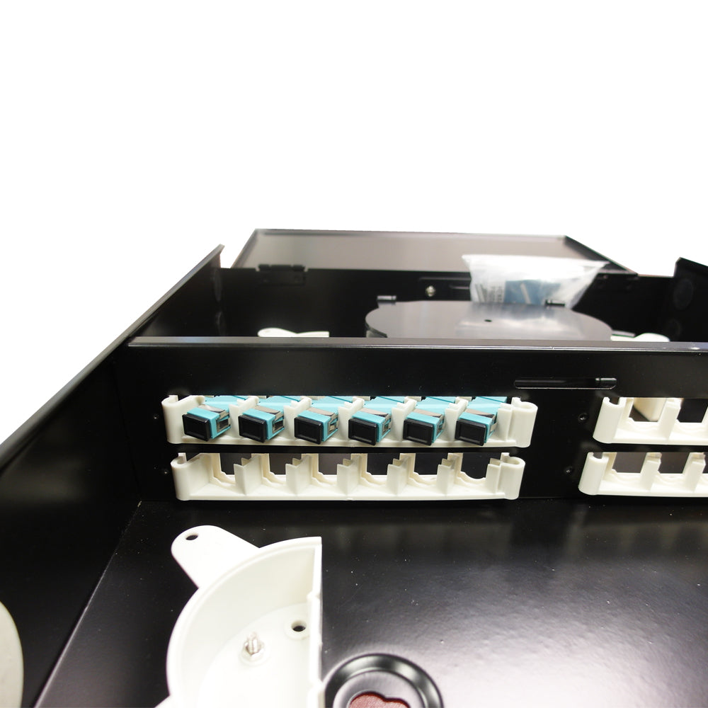 Indoor Wall Mounted Fiber Optic Distribution Box (24 Couplers Maximum) - Black