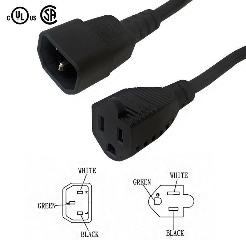 NEMA 5-15R Angled to IEC C14 Adapter (YL-3215L) - Yung Li NEMA 5-15R Angled to IEC C14 Adapter (YL-3215L) - Yung Li