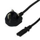 BS1363 (UK) to IEC-C7 - H03VVH2-F 0.75 (2.5A 250V) Power Cord - 2m