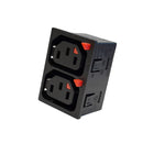 C13 Right Locking Receptacle, 2 Tier, 1.5mm Panel Thickness - Black