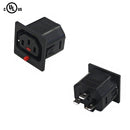 C13 Locking Receptacle 6.3mm Terminal, 1.5mm Panel Thickness - Black (IEC-Lock Part