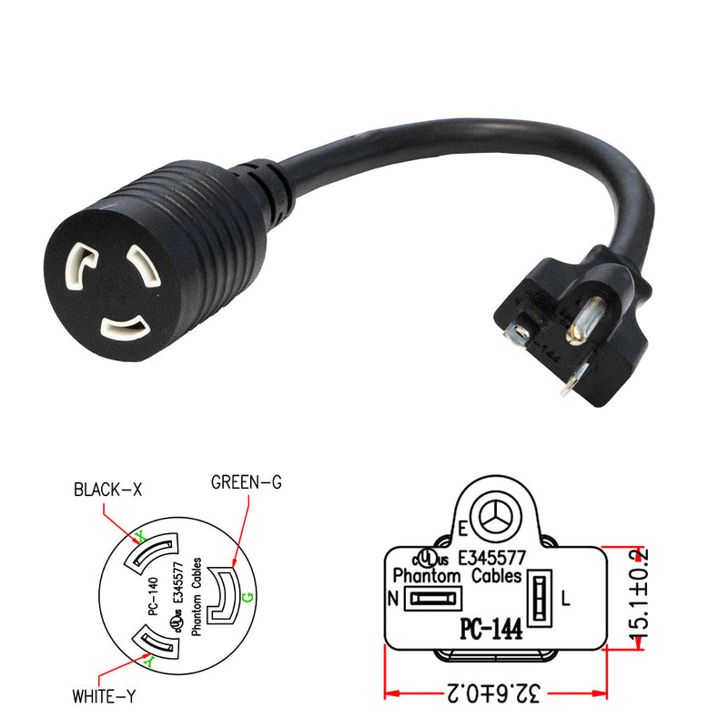 1ft NEMA 5-20P to NEMA L5-20R Power Cable - 12AWG - SJT Jacket (20A 125V)