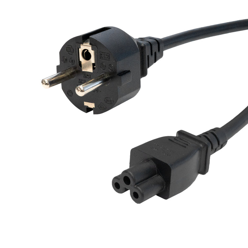 2m CEE 7/7 (Euro) to IEC C5 - H05VV-F 0.75 Power Cable (2.5A 250V)