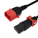 IEC LOCK C13 Slimline to C14 Dual Locking Universal Power Cable - H05VV-F / SJT Jacket - 1.0MM²  / 17AWG