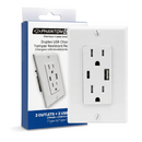 Tamper Resistant Duplex Power Receptacle With Type-A & Type-C USB Ports