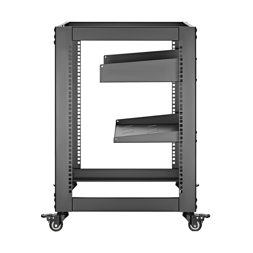 Free Standing Rack Mount 19 inch Open Frame Wall Mount/Free Stand Rack - 2 Vented Shelves - 12U