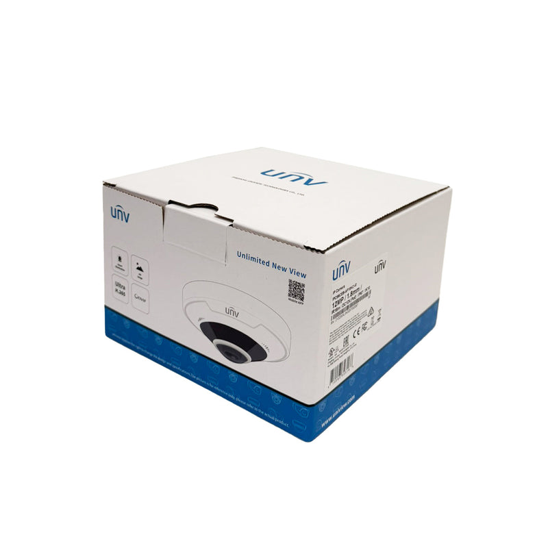 12MP Fisheye IP Camera - 1.8mm Fixed Lens - WDR - Microphone/Speaker - IP67 IK10 Rated - White