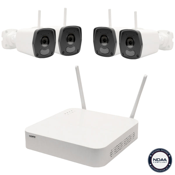 4-Channel Wireless NVR With 4x 2MP Wireless Cameras