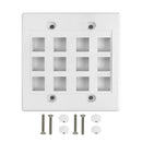 Wall Plate, 12-Port Keystone Double Gang - White