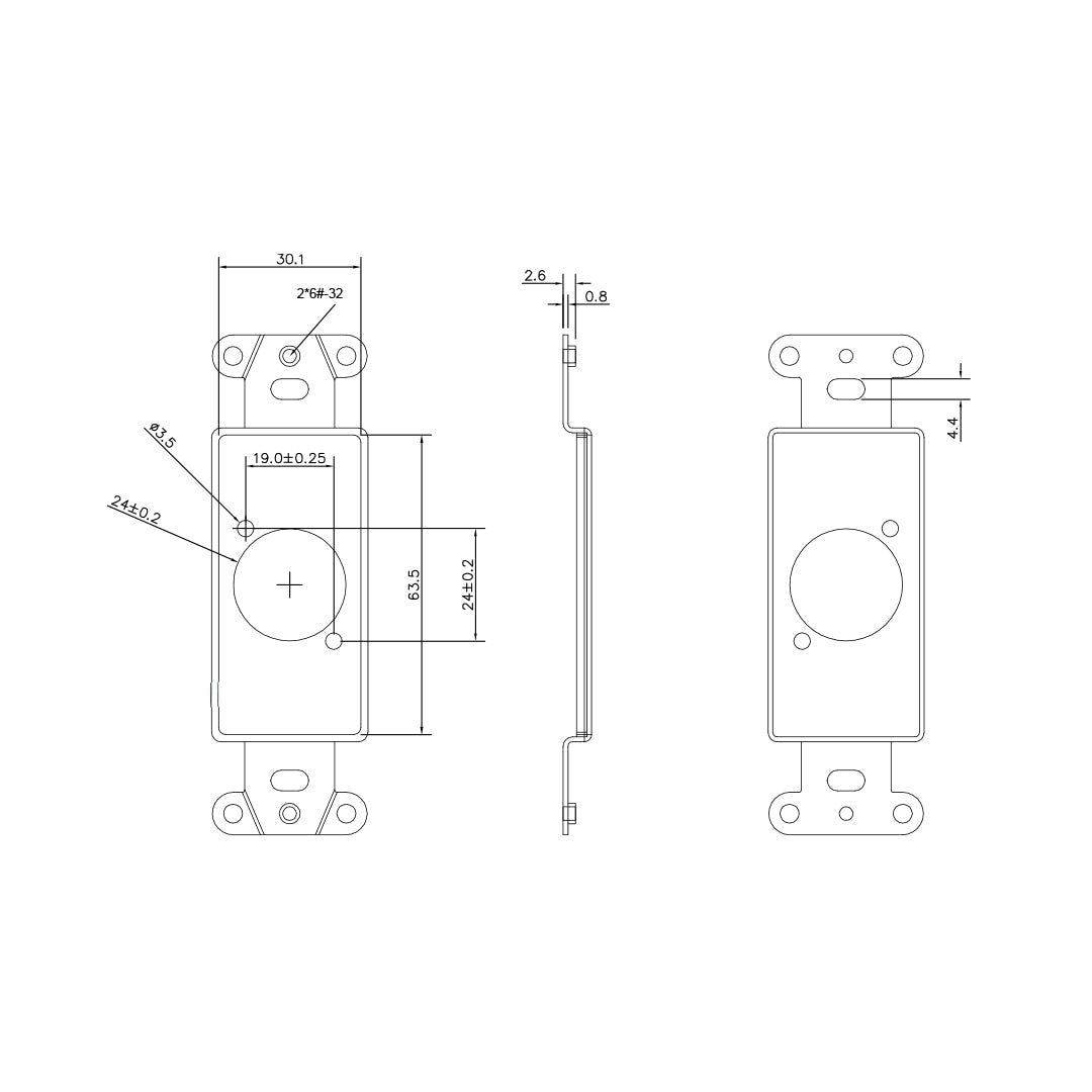Decora Strap 1x XLR Cutout  - Stainless Steel Wall Plate
