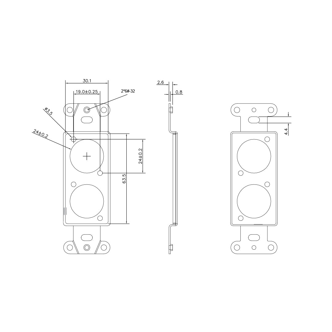 Decora Strap 2x XLR Cutout - Stainless Steel Wall Plate