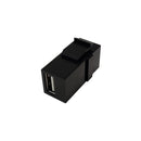 USB 2.0 A/A Keystone Wall Plate Insert - Black