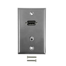 DisplayPort, 3.5mm Single Gang Wall Plate Kit - Stainless Steel