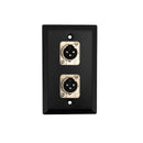 Single Gang 2 x XLR Male Stainless Steel Wall Plate Kit - BLACK
